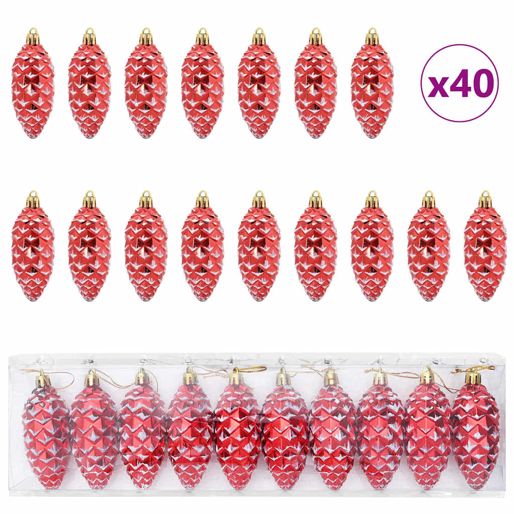 Dekorasjon til juletre 40 pcs Rød