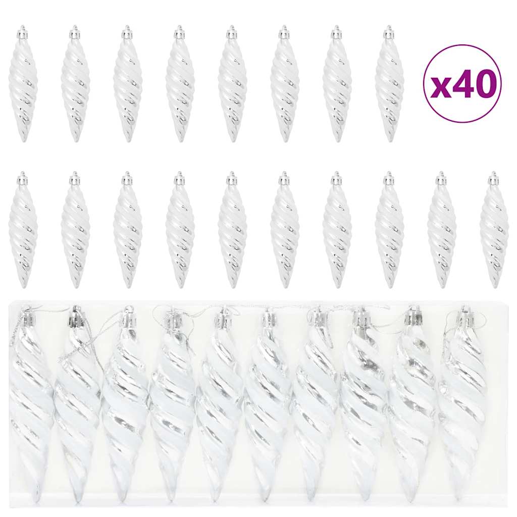Dekorasjon til juletre 40 pcs sølv