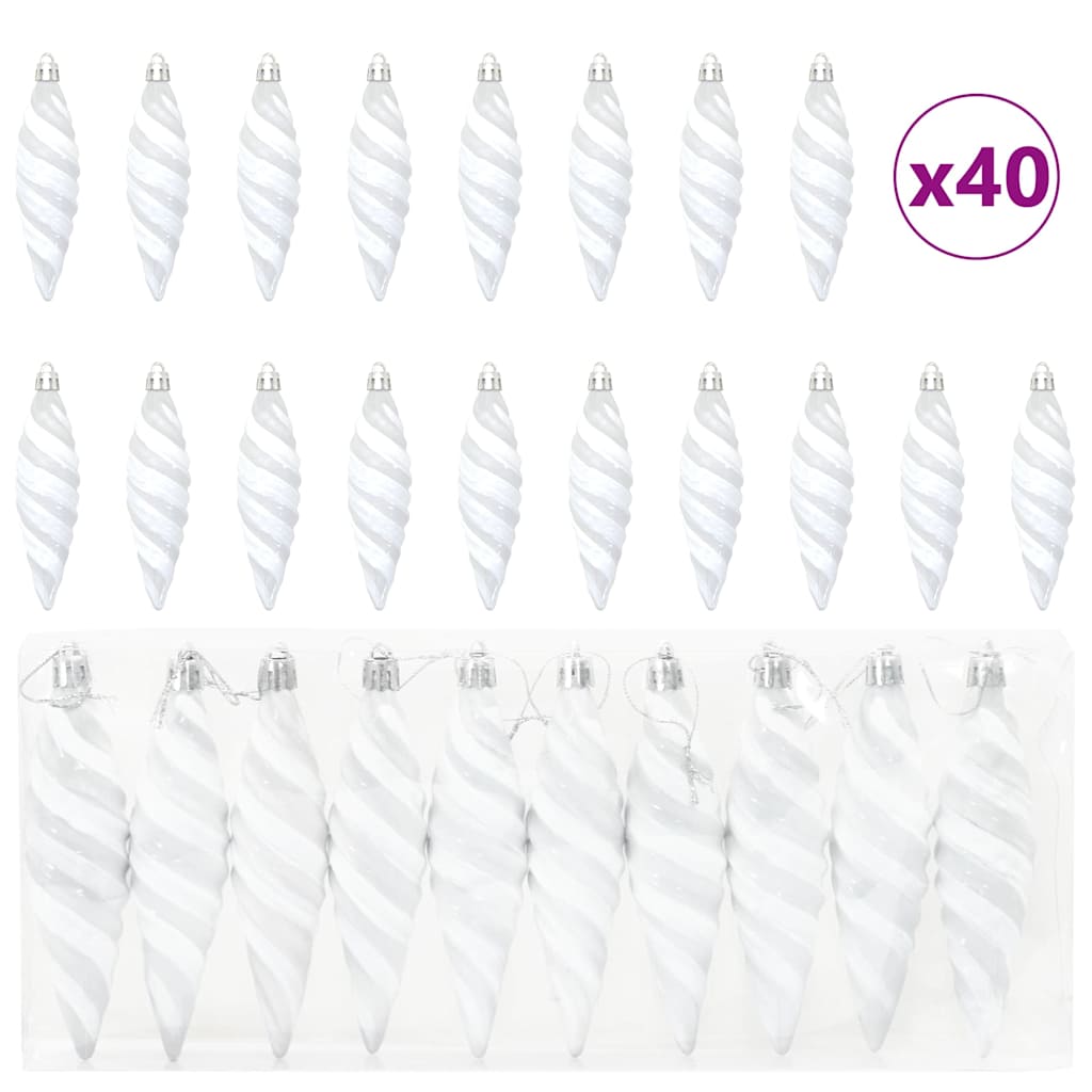 Dekorasjon til juletre 40 pcs Hvit