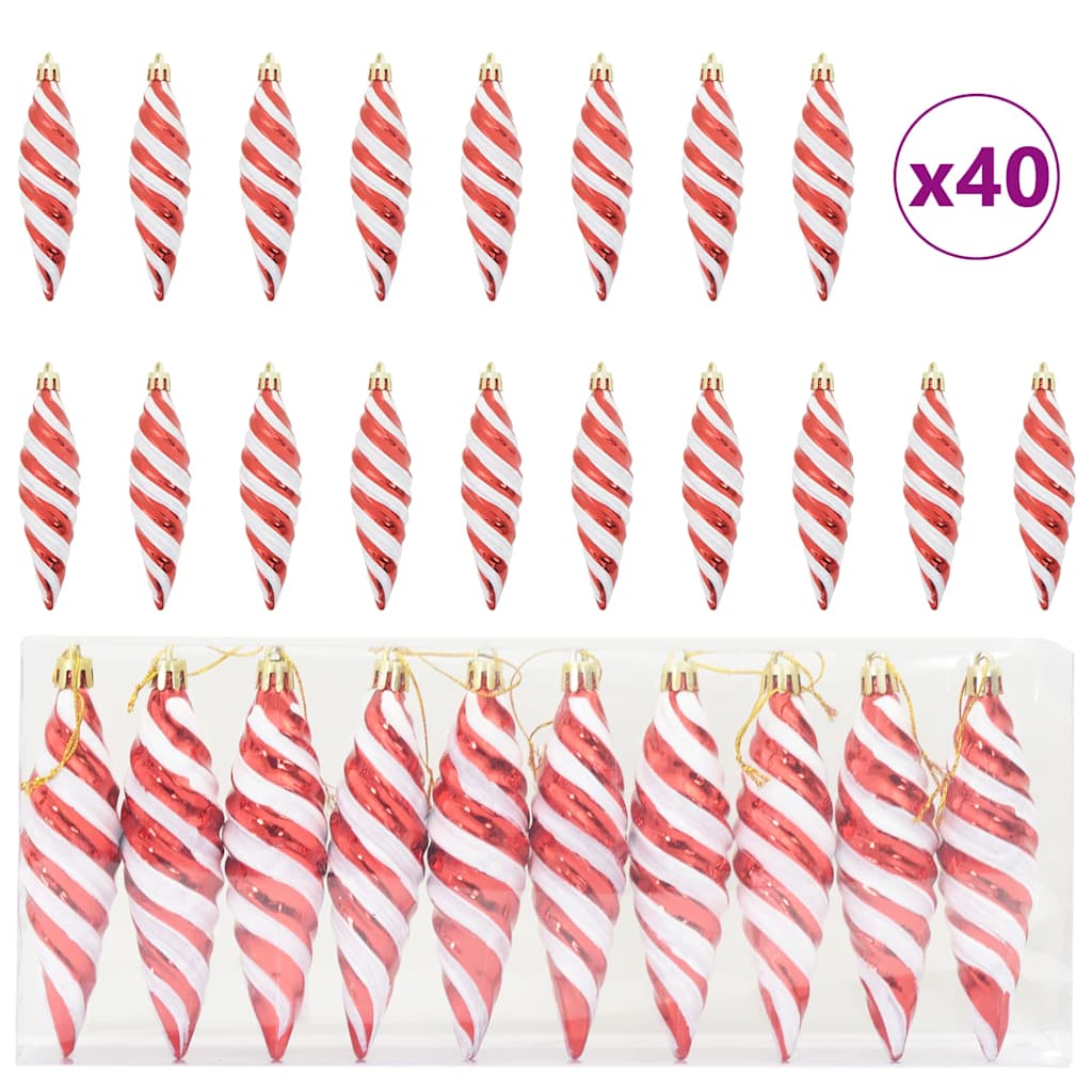 Dekorasjon til juletre 40 pcs Rød