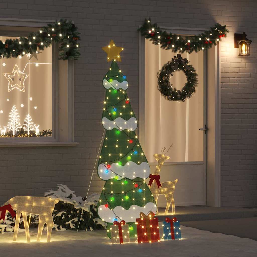 Belyst juletre med 3 gaveesker 2D varm hvit Flerfarget 210 cm