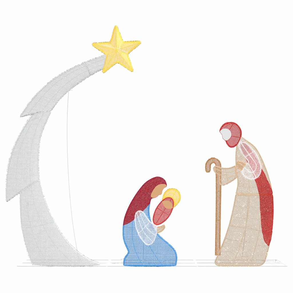 Julekrippe Scene Varmhvit 149 x32 x 127.5 cm Polyester