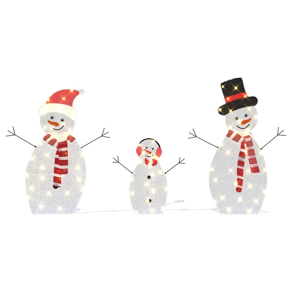 Belyst Snømann Familie 3 pcs Varmhvit Polyester