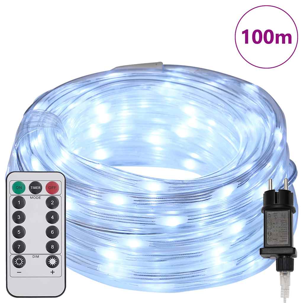 Lyskabel med 2400 LED Kald Hvit 100 m PVC