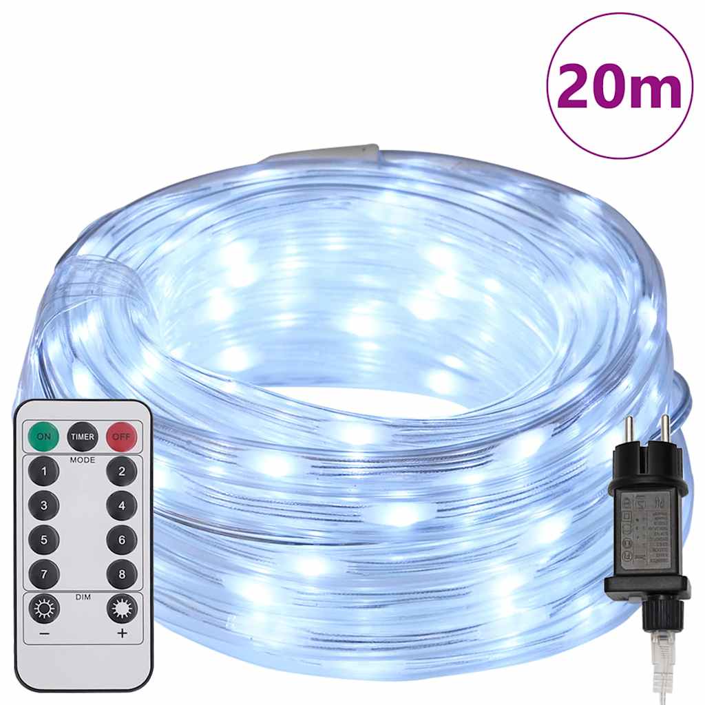 Lyskabel med 480 LED Kald Hvit 20 m PVC