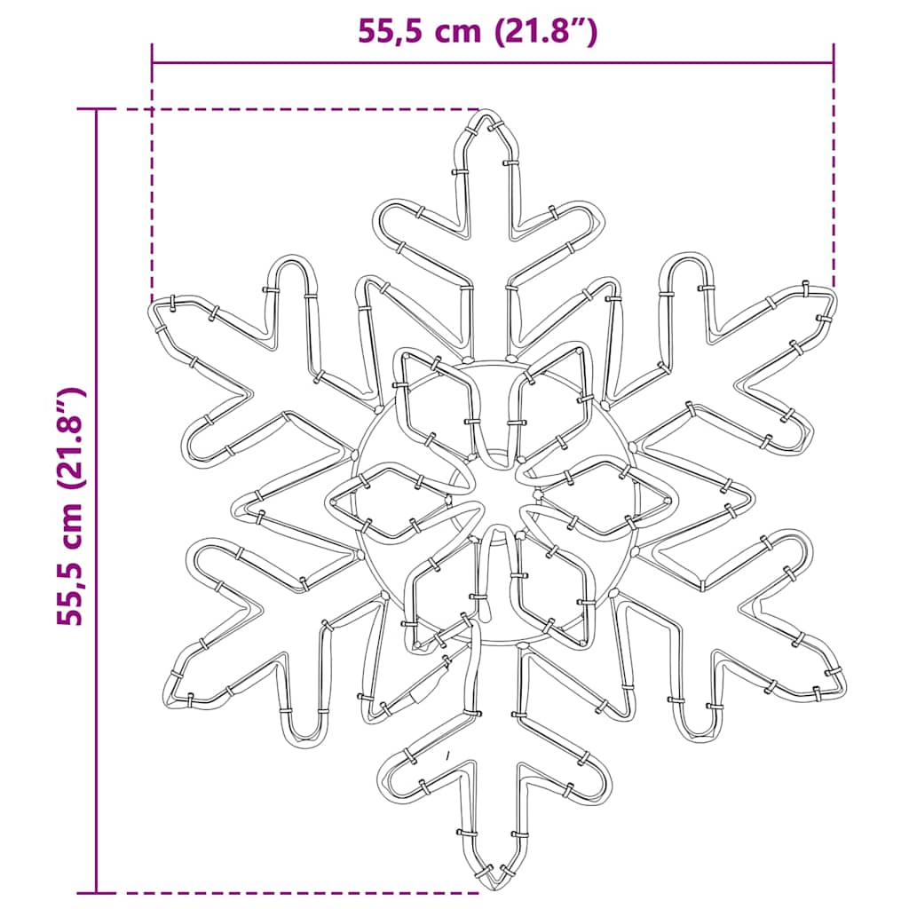 Jule Snøfnugg med 156 LED Blå 55.5 x 55.5 x 0.75 cm PVC