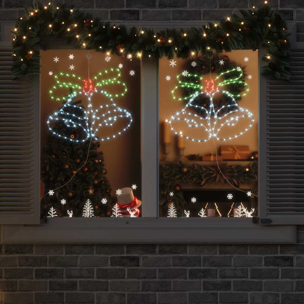 Lyst julebjelle med 144 LED Flerfarget 56 x 46 cm PVC