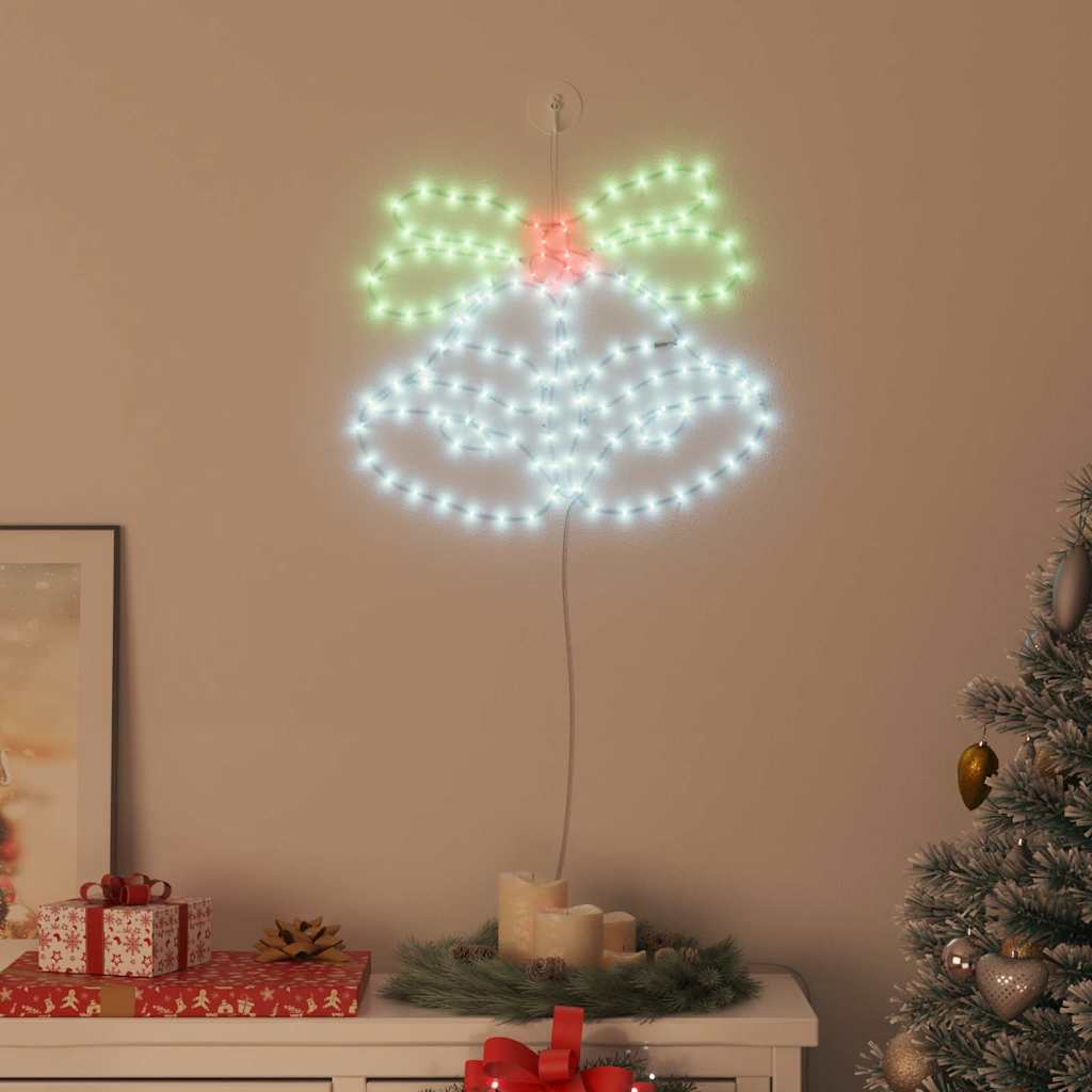 Lyst julebjelle med 144 LED Flerfarget 56 x 46 cm PVC