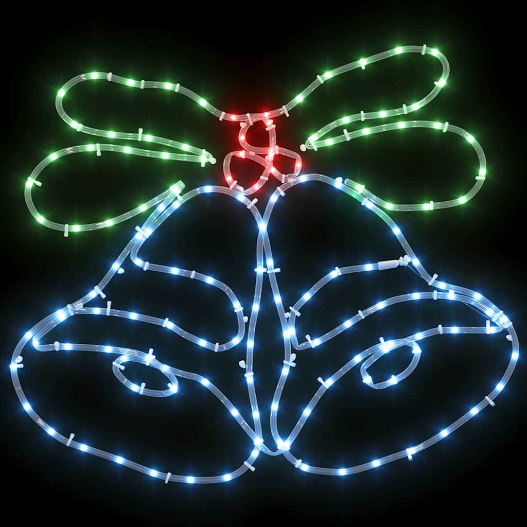 Lyst julebjelle med 144 LED Flerfarget 56 x 46 cm PVC