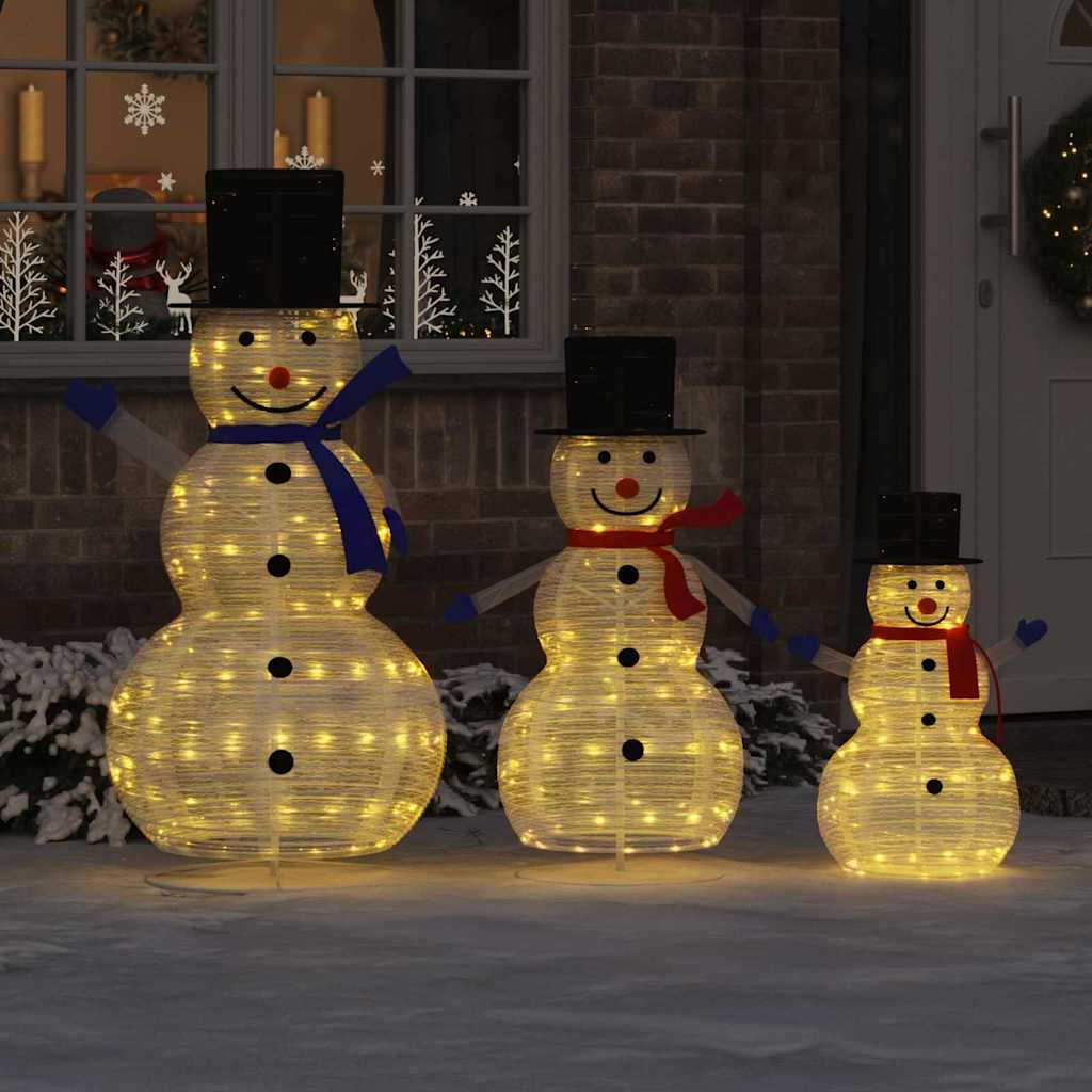 Jule Snømann Familie 3 pcs Varmhvit 81 x 60 x 125 cm stoff