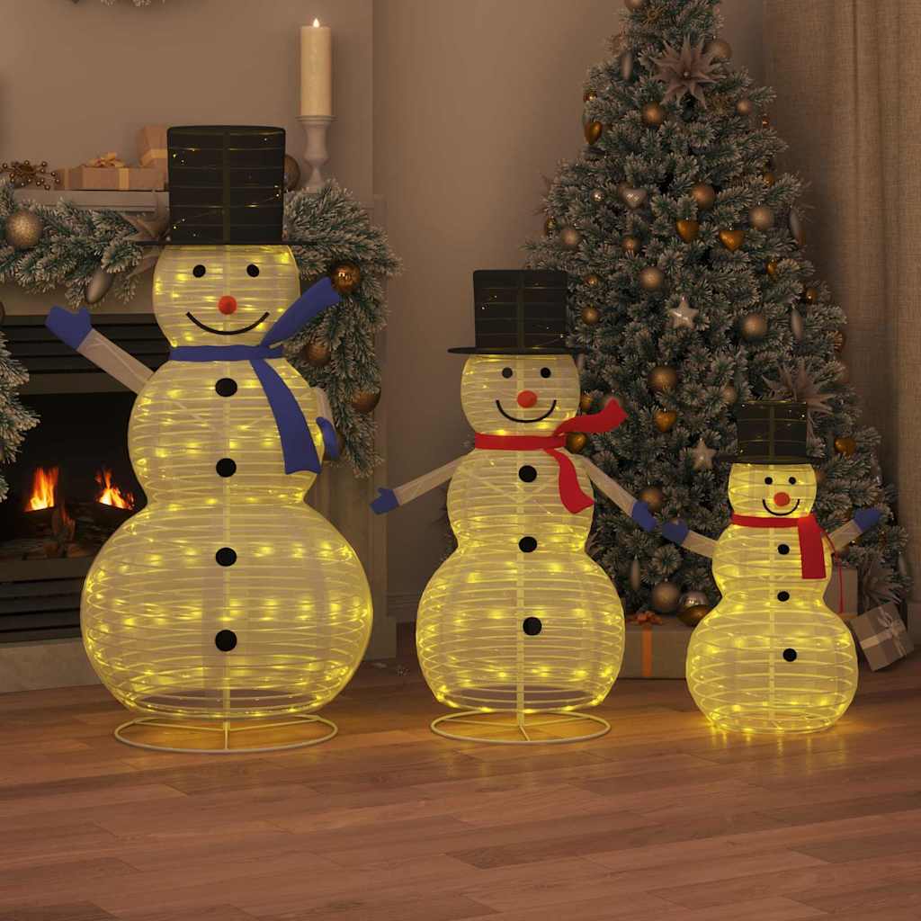 Jule Snømann Familie 3 pcs Varmhvit 81 x 60 x 125 cm stoff