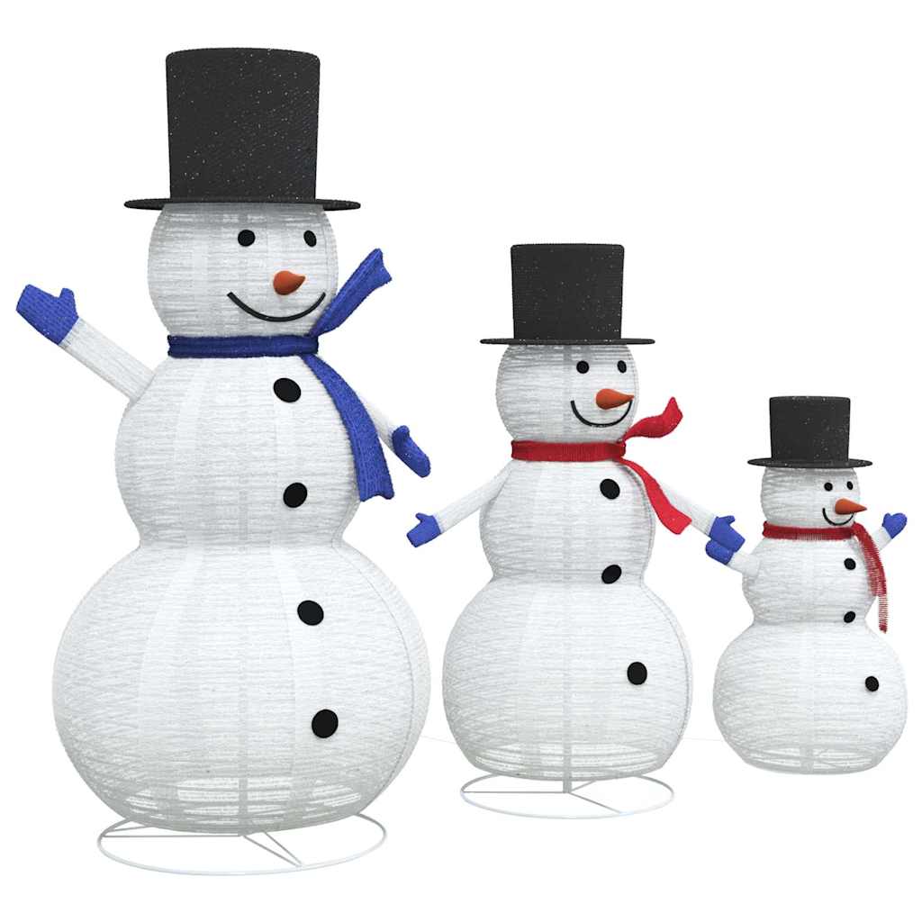 Jule Snømann Familie 3 pcs Varmhvit 81 x 60 x 125 cm stoff