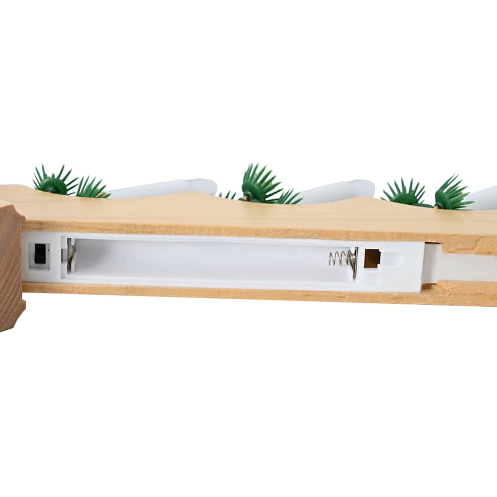 Juledlysbro med 7 LED Brun 39,5 x 5 x 29 cm Massiv furu