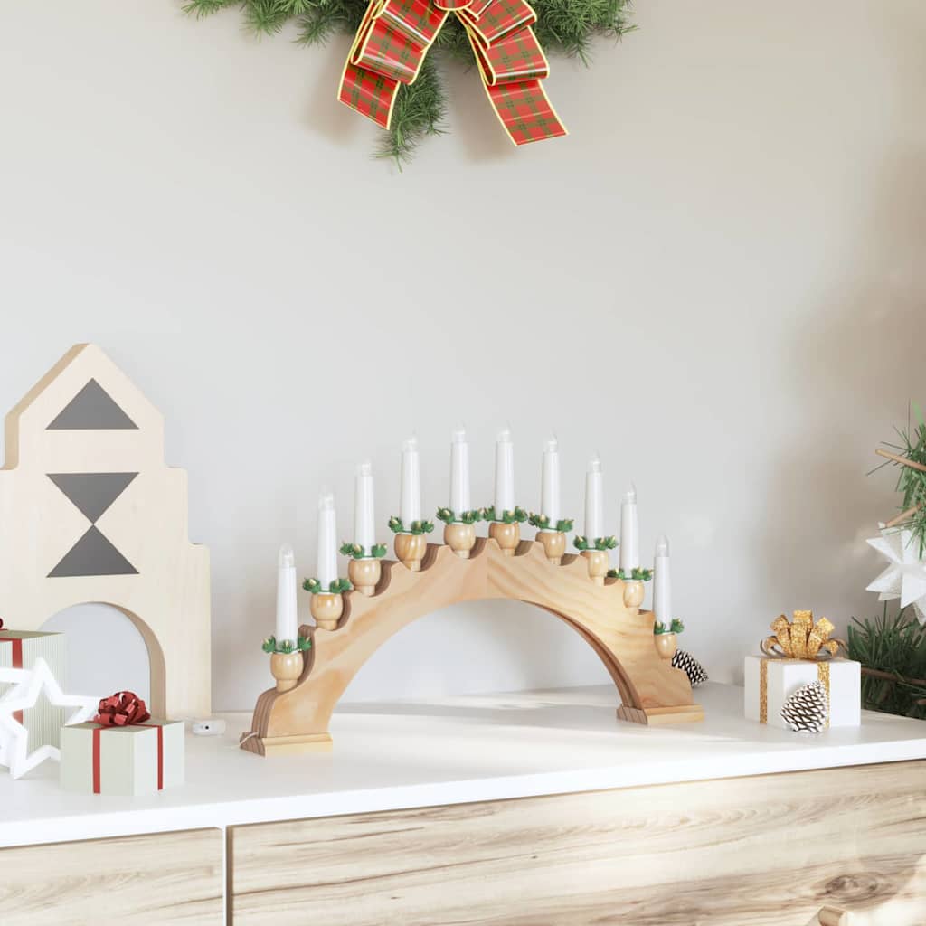Julelys Bue med 10 LED Lys Brun 47 x 5 x 29 cm Heltre furu