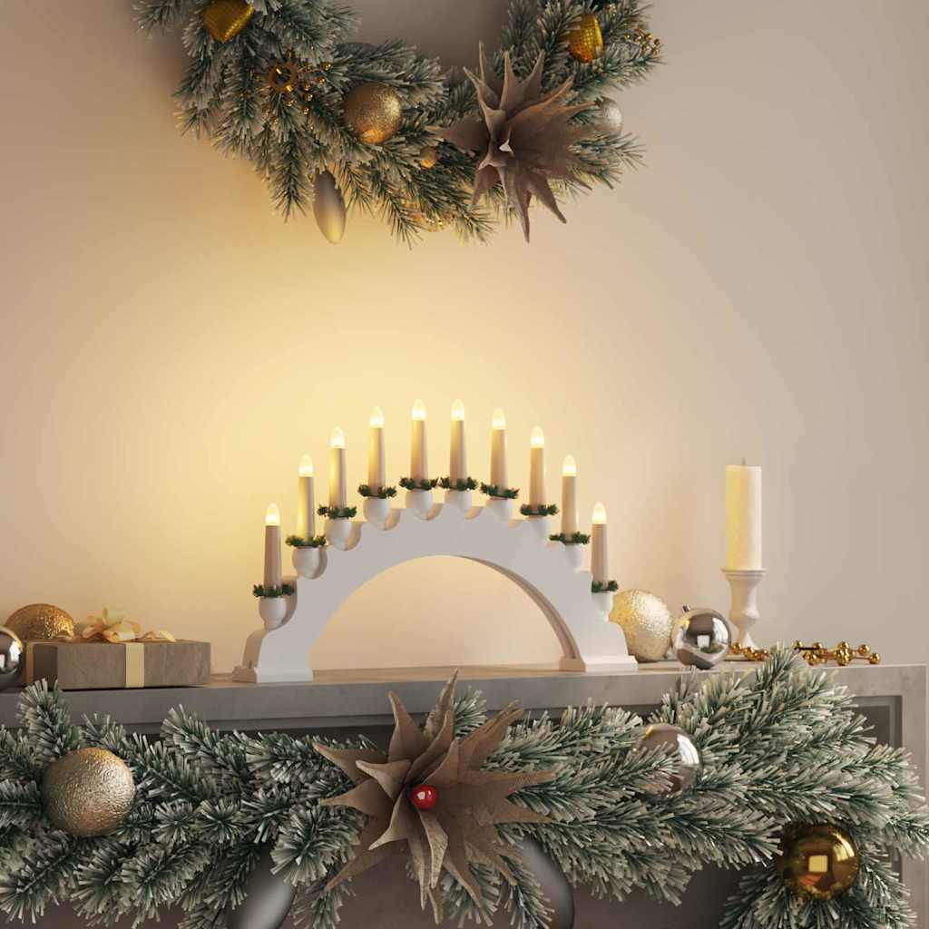 Julelys Bue med 10 LED Lys Hvit 47 x 5 x 29 cm Heltre furu