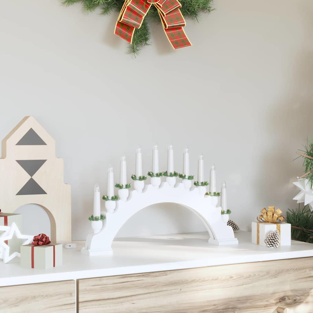 Julelys Bue med 10 LED Lys Hvit 47 x 5 x 29 cm Heltre furu
