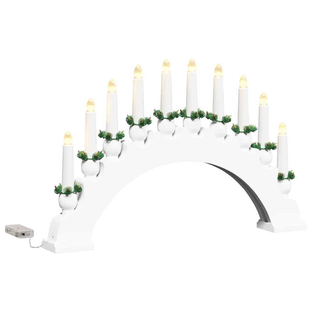 Julelys Bue med 10 LED Lys Hvit 47 x 5 x 29 cm Heltre furu