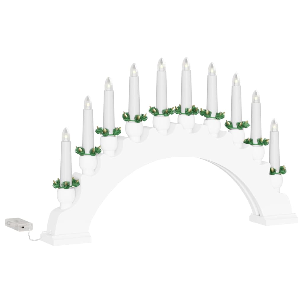Julelys Bue med 10 LED Lys Hvit 47 x 5 x 29 cm Heltre furu