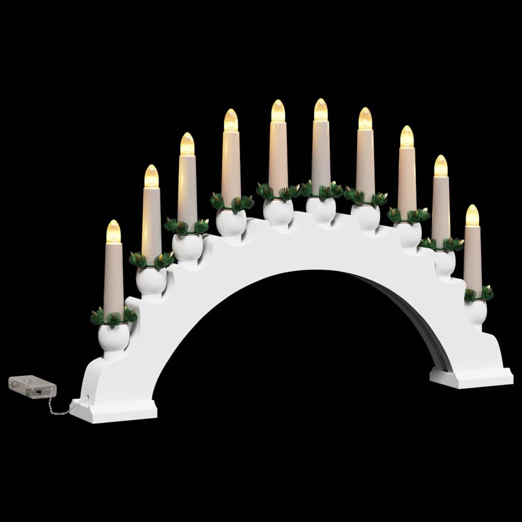 Julelys Bue med 10 LED Lys Hvit 47 x 5 x 29 cm Heltre furu