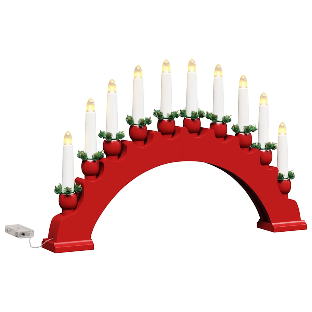 Julelys Bue med 10 LED Lys Rød 47 x 5 x 29 cm Heltre furu