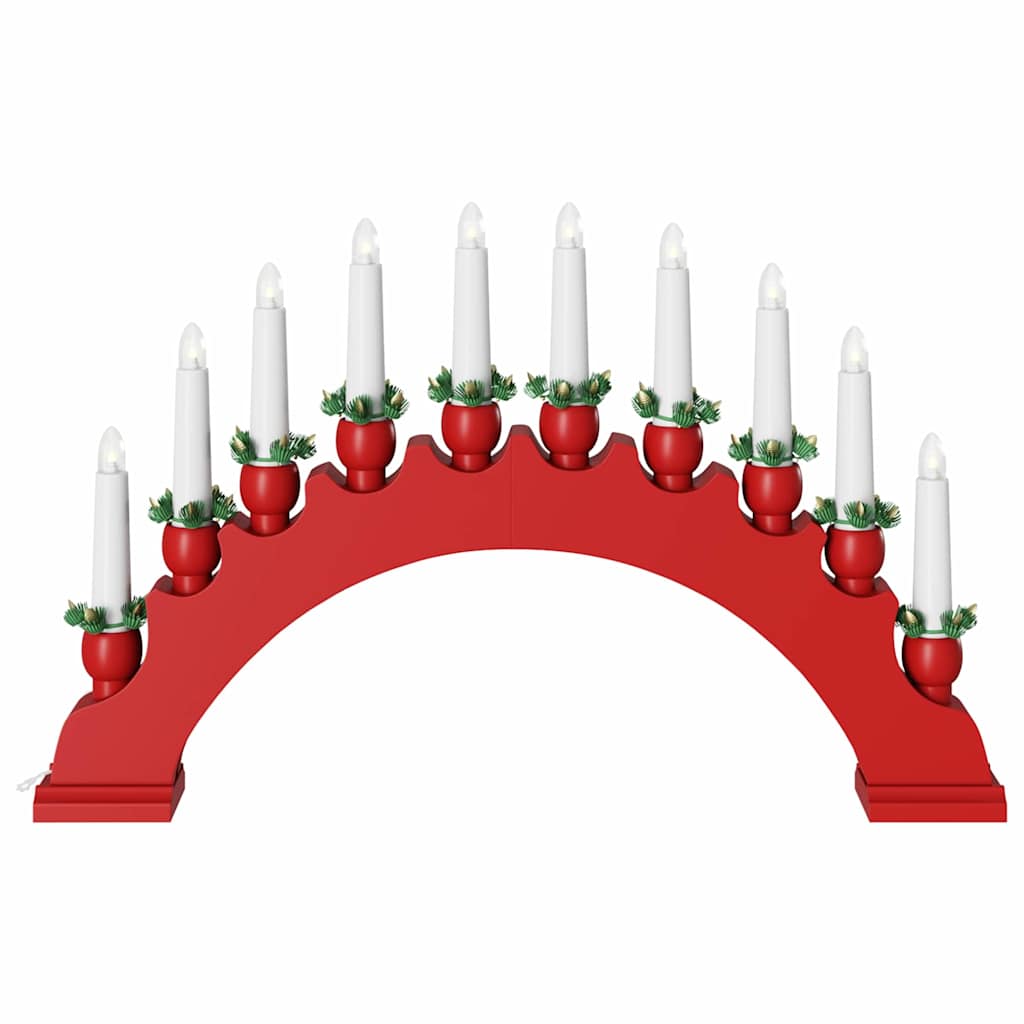 Julelys Bue med 10 LED Lys Rød 47 x 5 x 29 cm Heltre furu