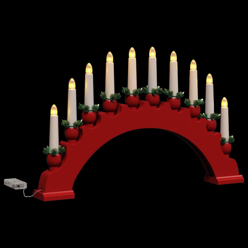 Julelys Bue med 10 LED Lys 3 pcs Rød 47 x 5 x 29 cm Heltre furu