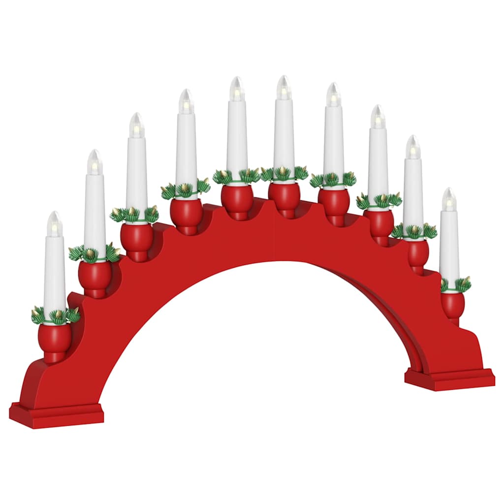 Julelys Bue med 10 LED Lys 3 pcs Rød 47 x 5 x 29 cm Heltre furu