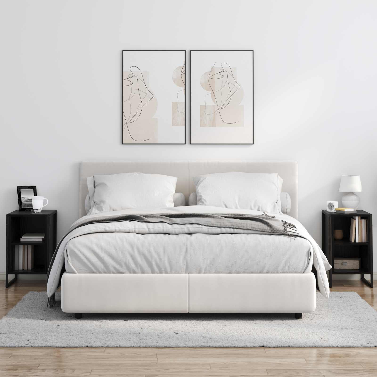 Nattbord Svart Eik 39.5 x 30 x 50 cm Konstruert tre