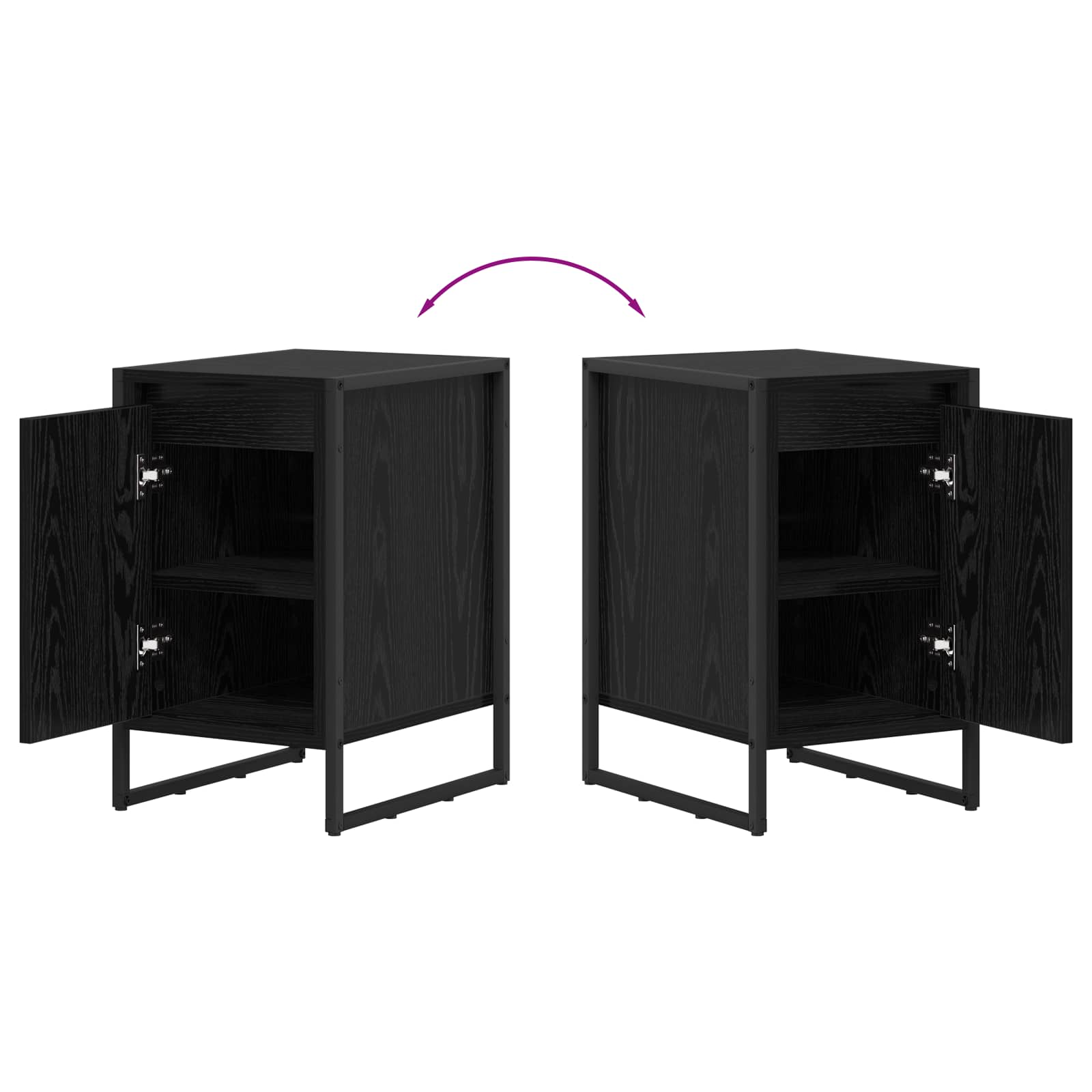 Nattbord Svart Eik 39,5 x 30 x 50 cm Konstruert tre