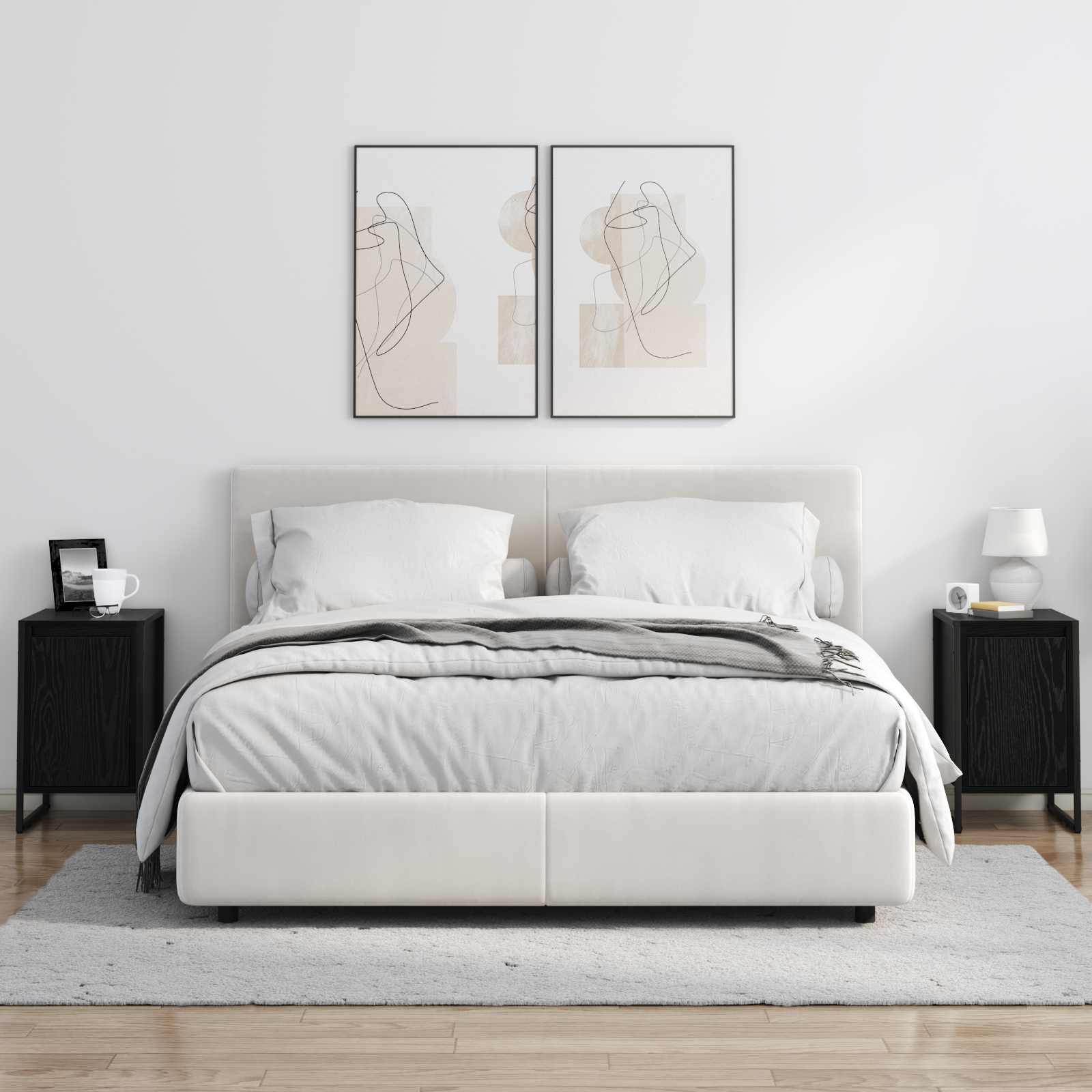 Nattbord 2 pcs Svart Eik 39,5 x 30 x 50 cm Konstruert tre