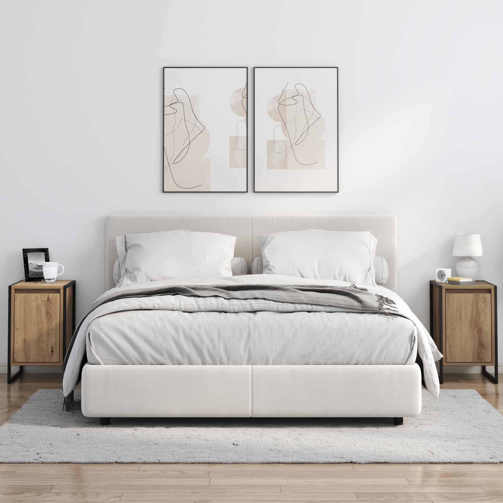 Nattbord 2 pcs Kunstnerisk Eik 39,5 x 30 x 50 cm Konstruert tre