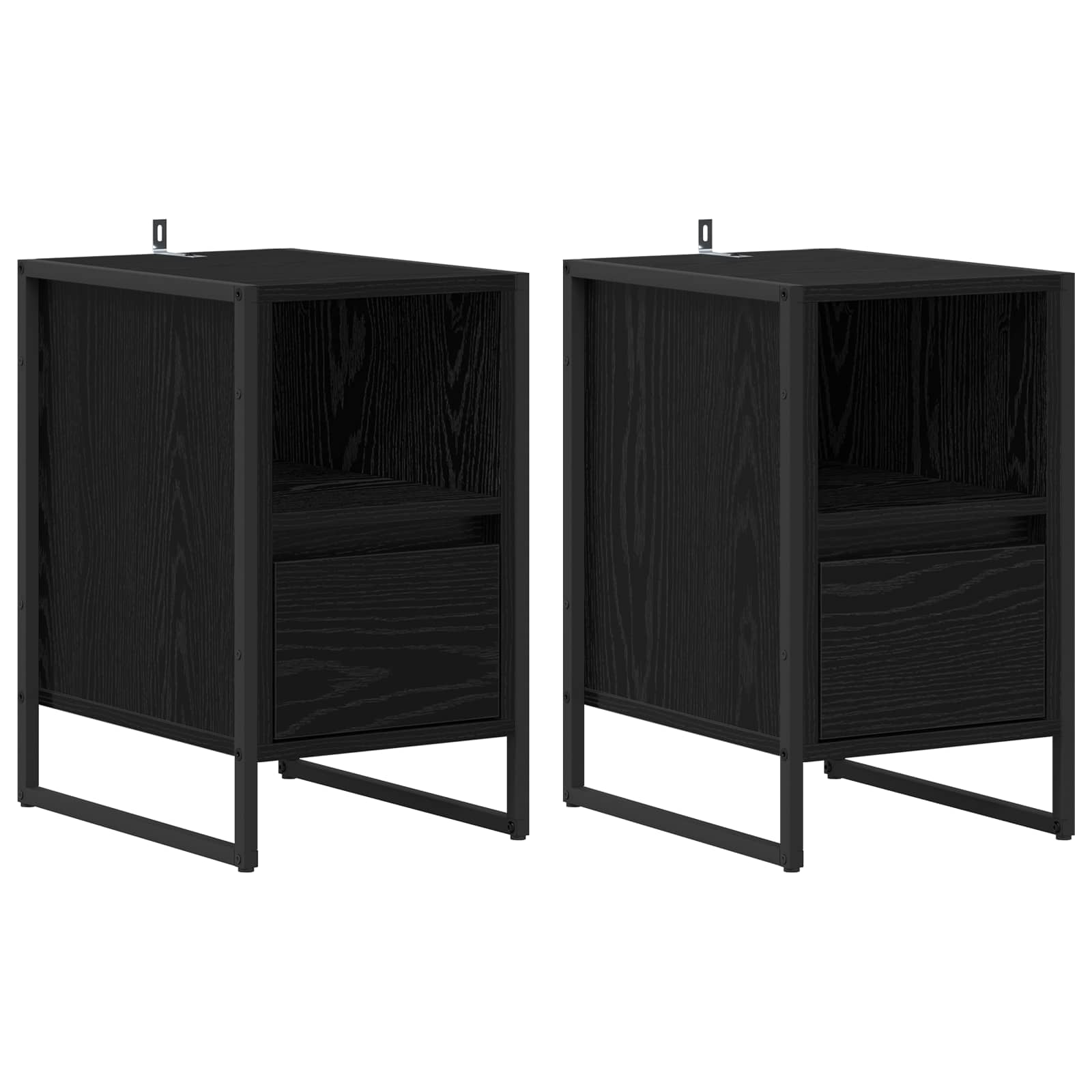 Nattbord 2 pcs Svart Eik 39,5 x 30 x 50 cm Konstruert tre