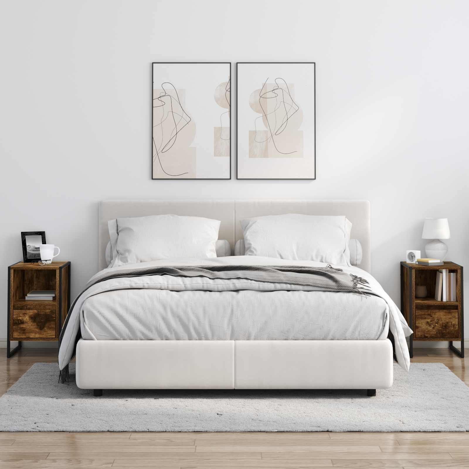 Nattbord 2 pcs Røyk Eik 39,5 x 30 x 50 cm Konstruert tre