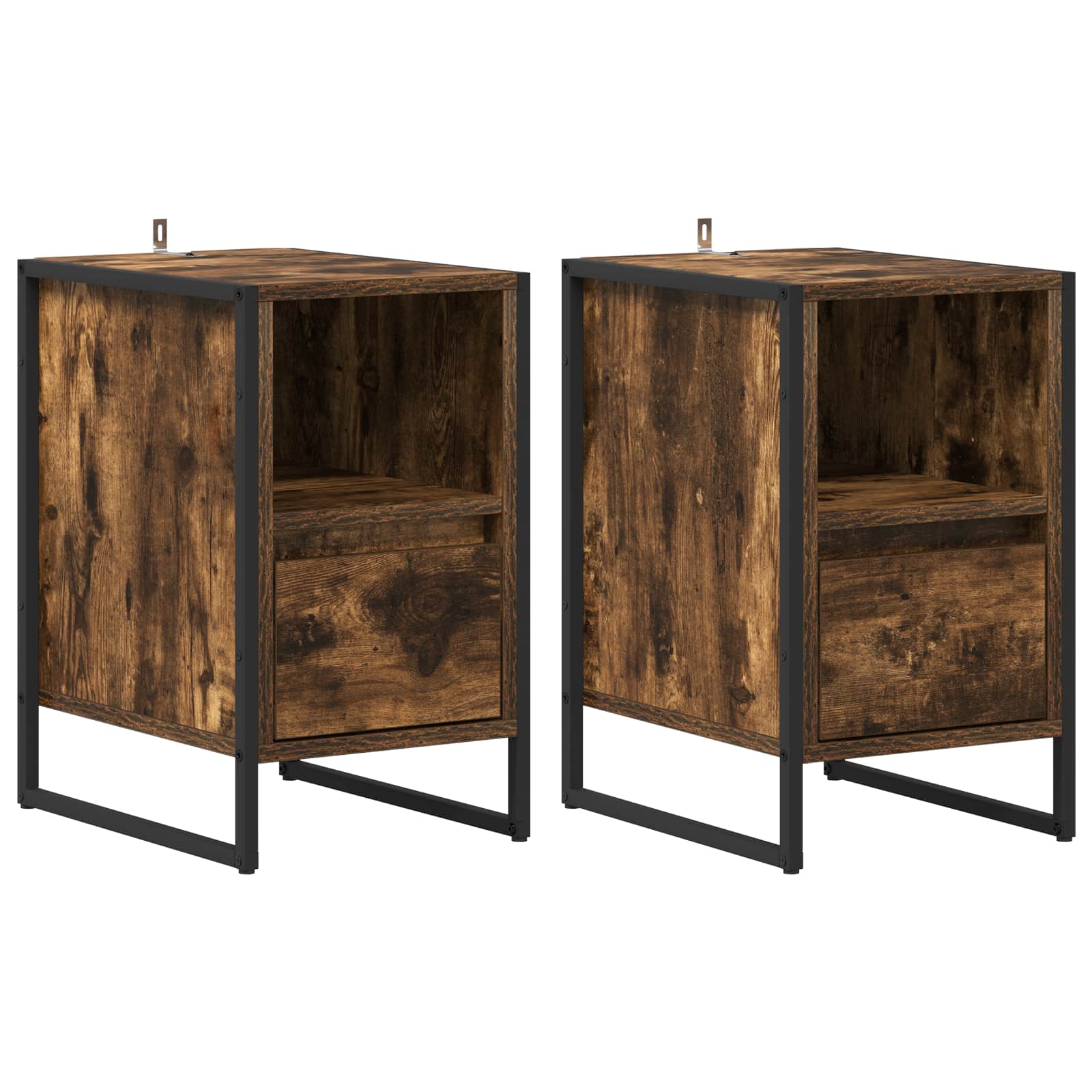 Nattbord 2 pcs Røyk Eik 39,5 x 30 x 50 cm Konstruert tre