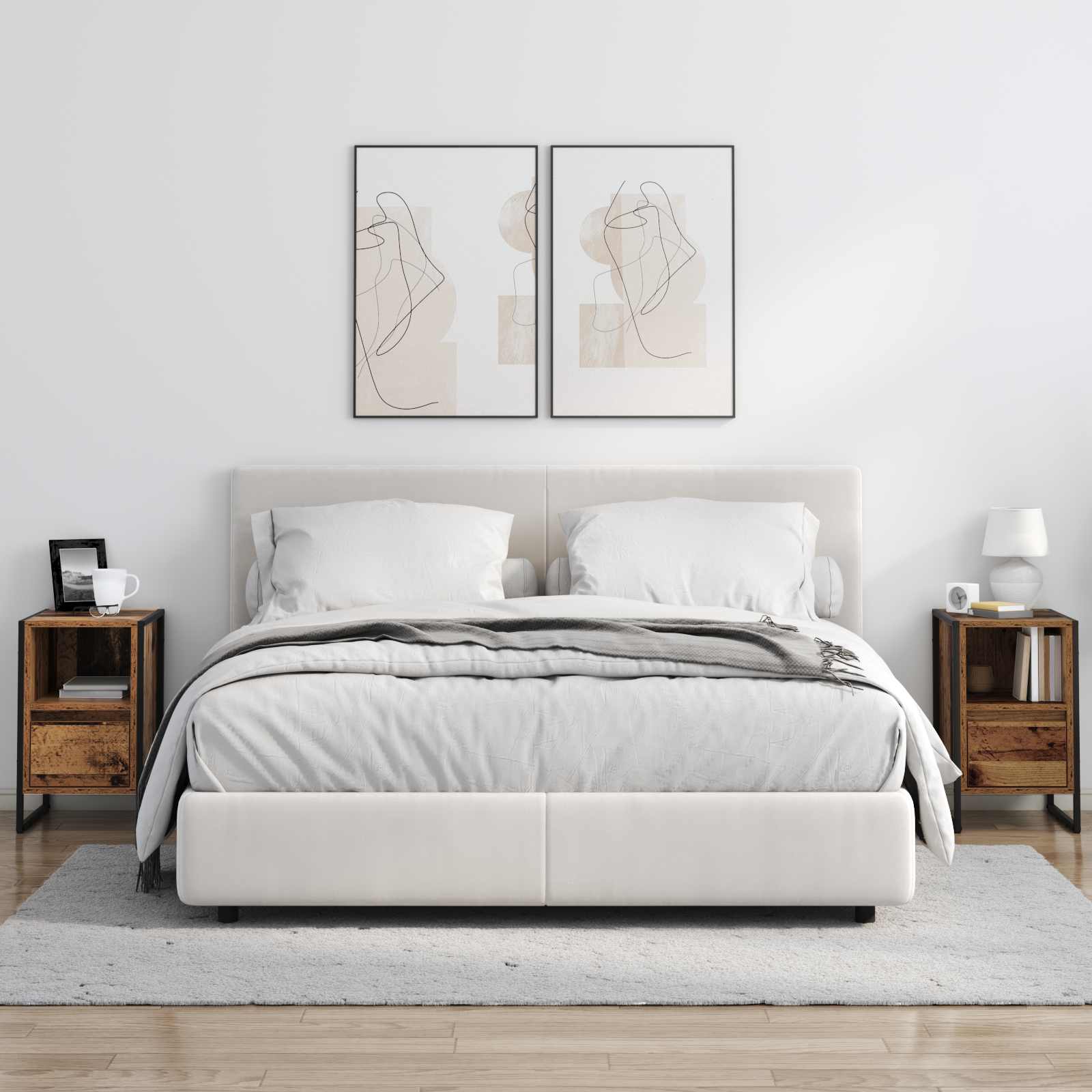 Nattbord med skuff Gamle tre 39,5 x 30 x 50 cm Konstruert tre