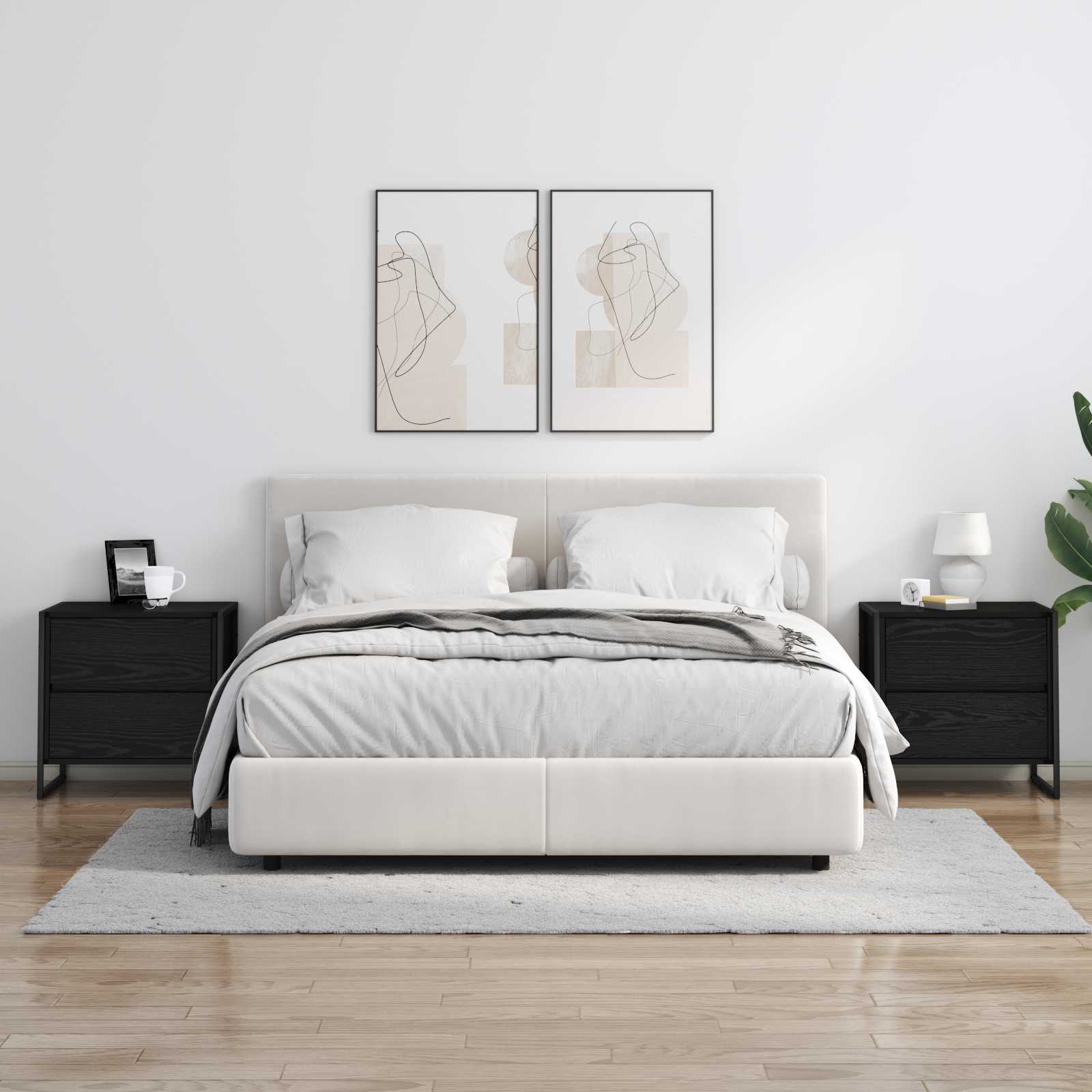 Nattbord med skuff Svart Eik 50 x 39.5 x 50 cm Konstruert tre