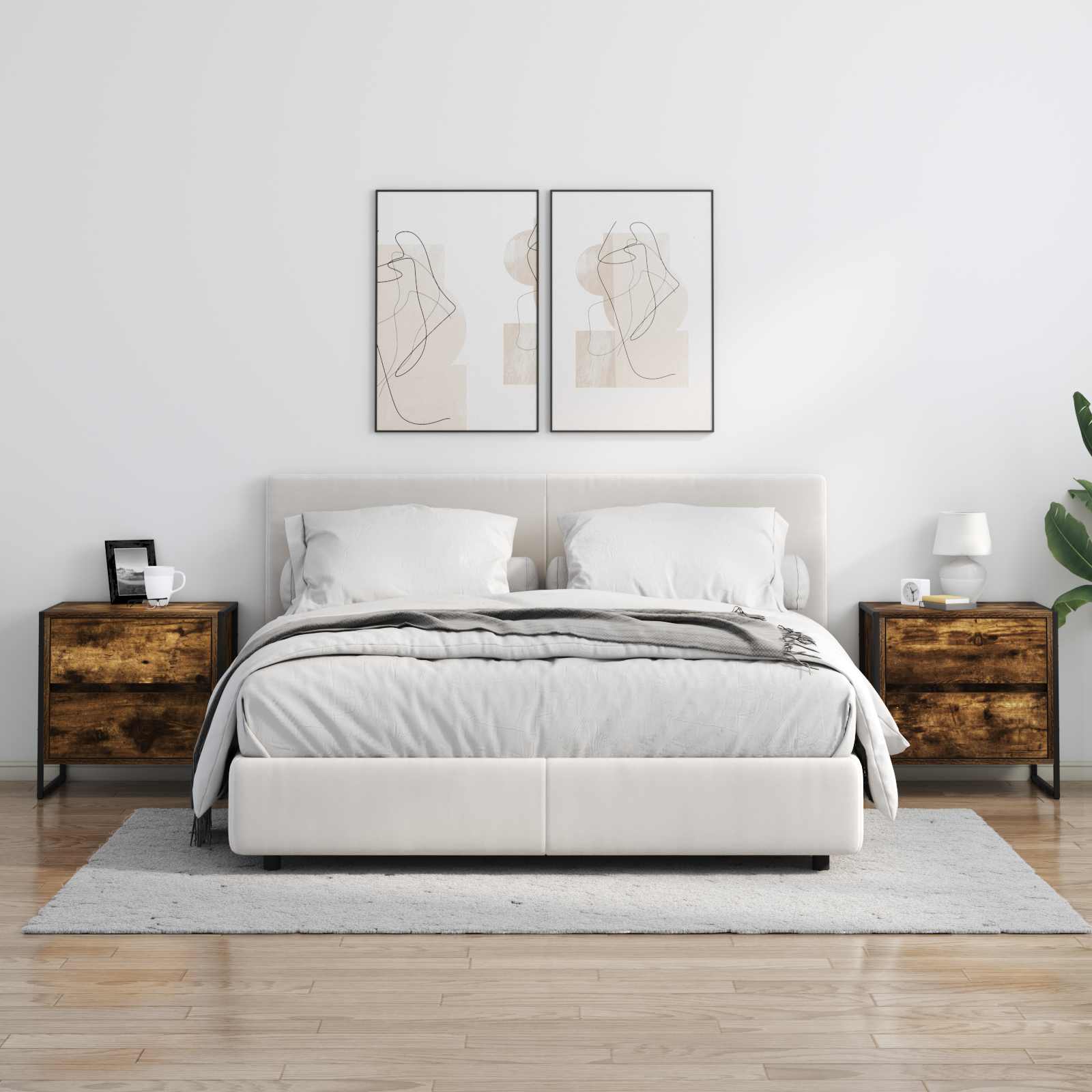 Nattbord 2 pcs Røyk Eik 50 x 39.5 x 50 cm Konstruert tre