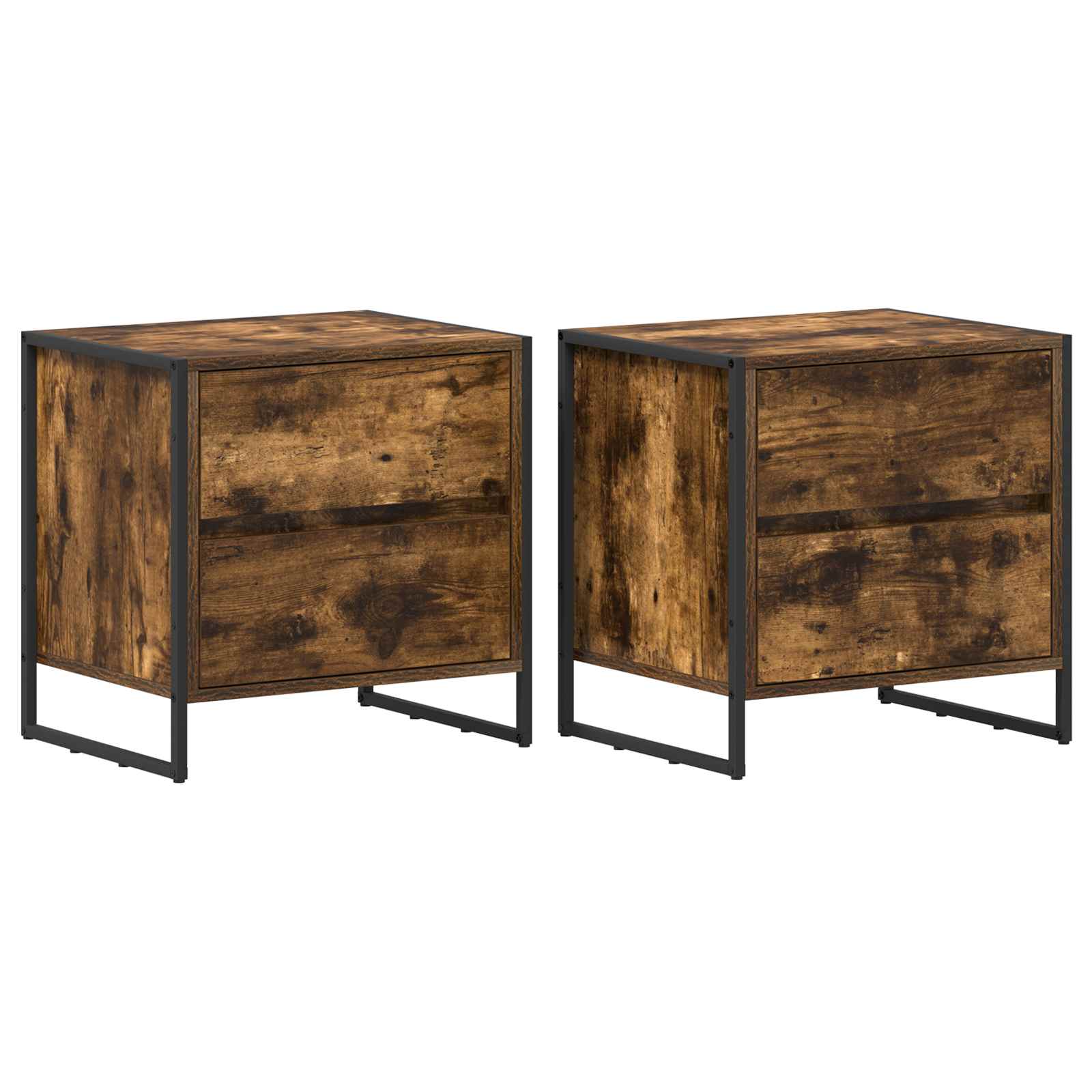 Nattbord 2 pcs Røyk Eik 50 x 39.5 x 50 cm Konstruert tre