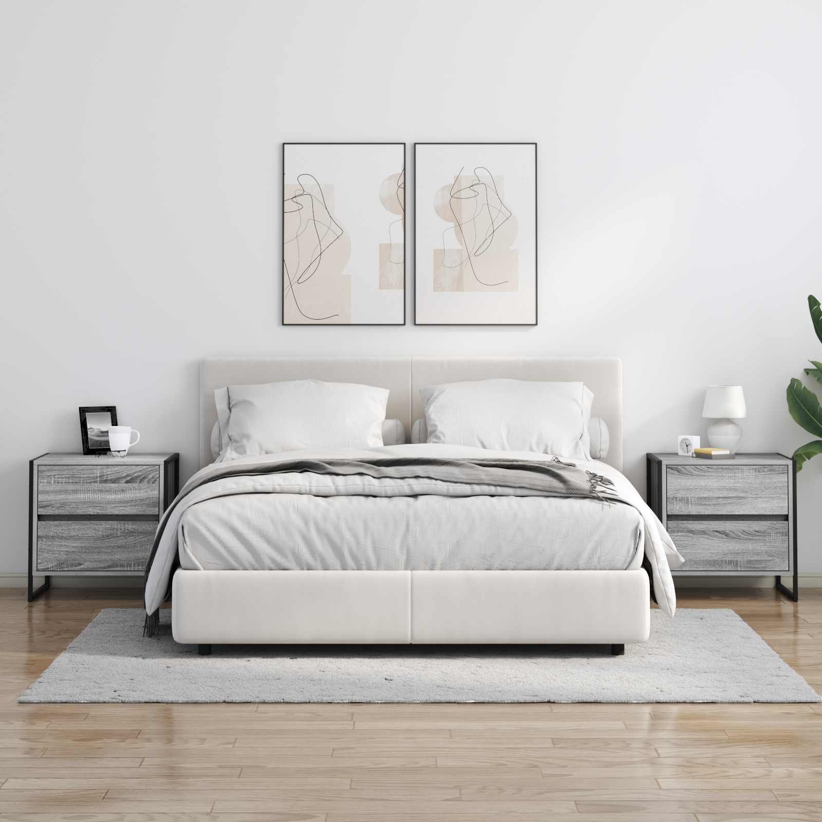 Nattbord med skuff Grå Sonoma 50 x 39.5 x 50 cm Konstruert tre