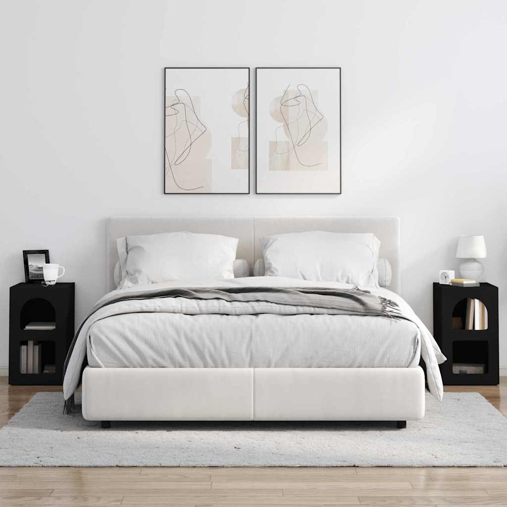 Nattbord 2 pcs Svart 29,5 x 35 x 50 cm Konstruert tre