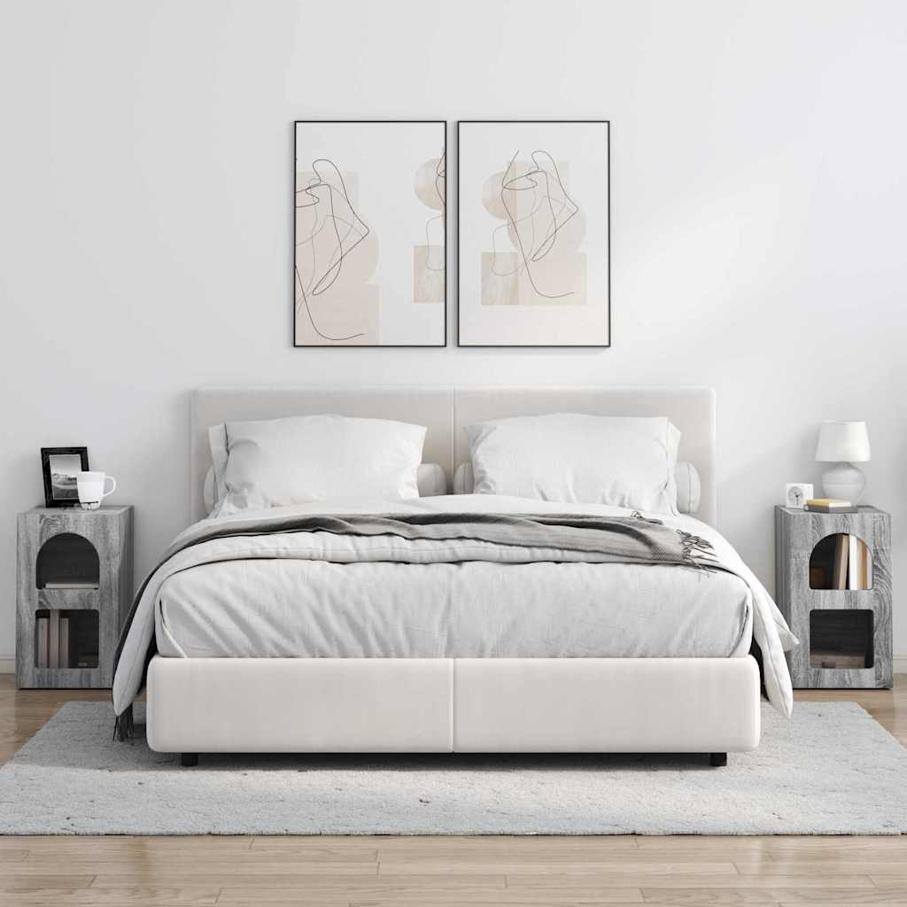 Nattbord 2 pcs Grå Sonoma 29,5 x 35 x 50 cm Konstruert tre