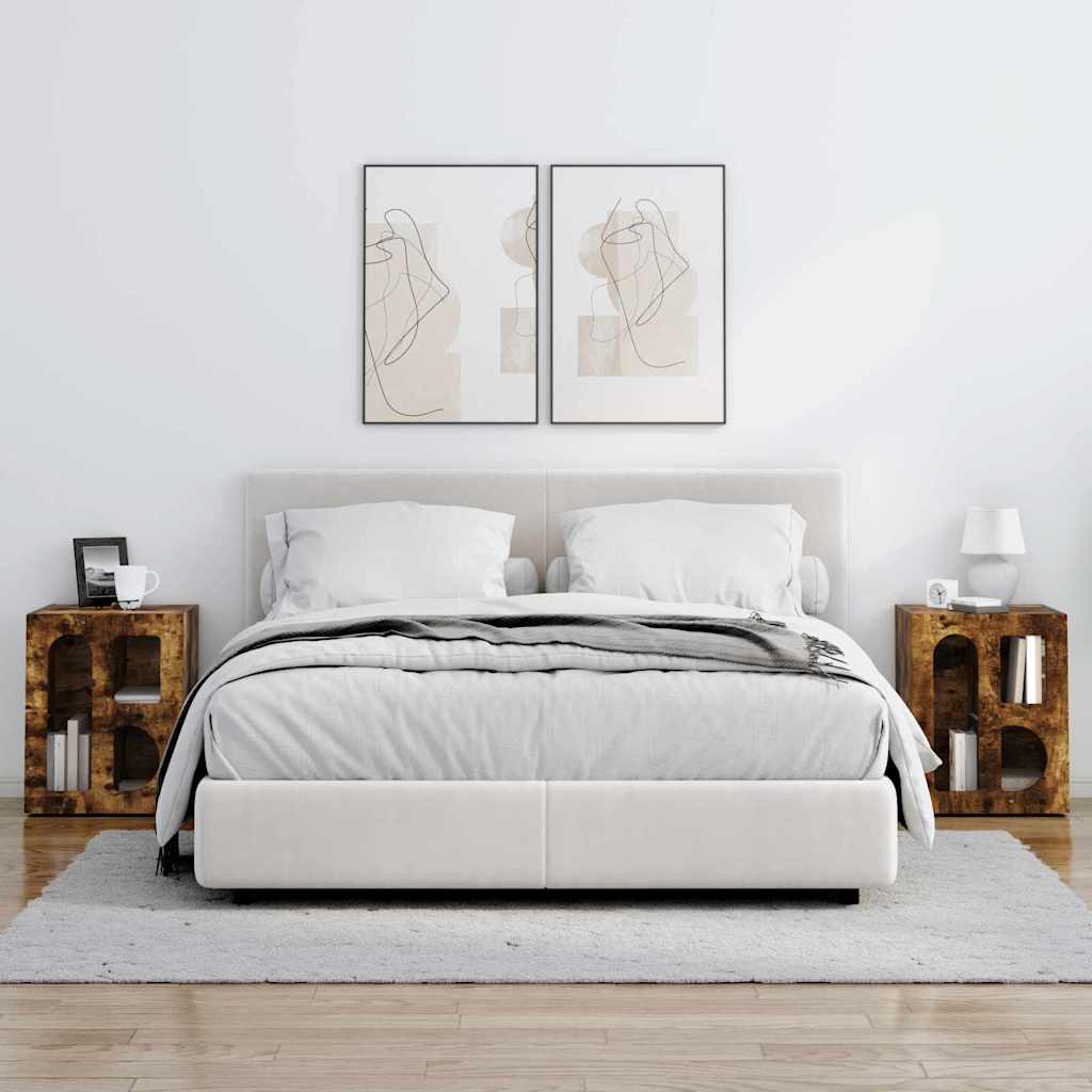 Nattbord 2 pcs Røkt eik 40 x 35 x 50 cm Konstruert tre