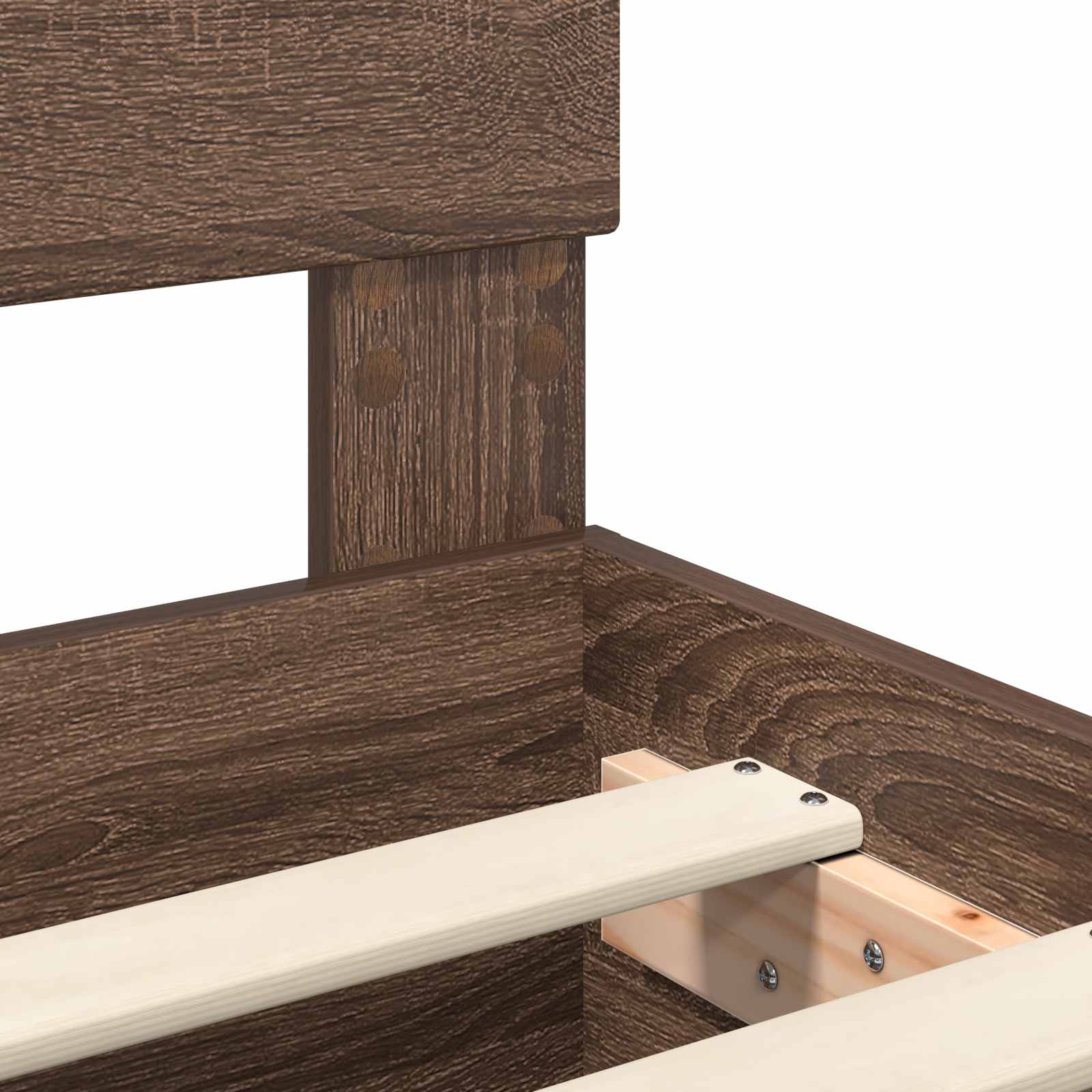 Sengestamme med hodegjerde Brun Eik 80 x 200 cm Konstruert tre