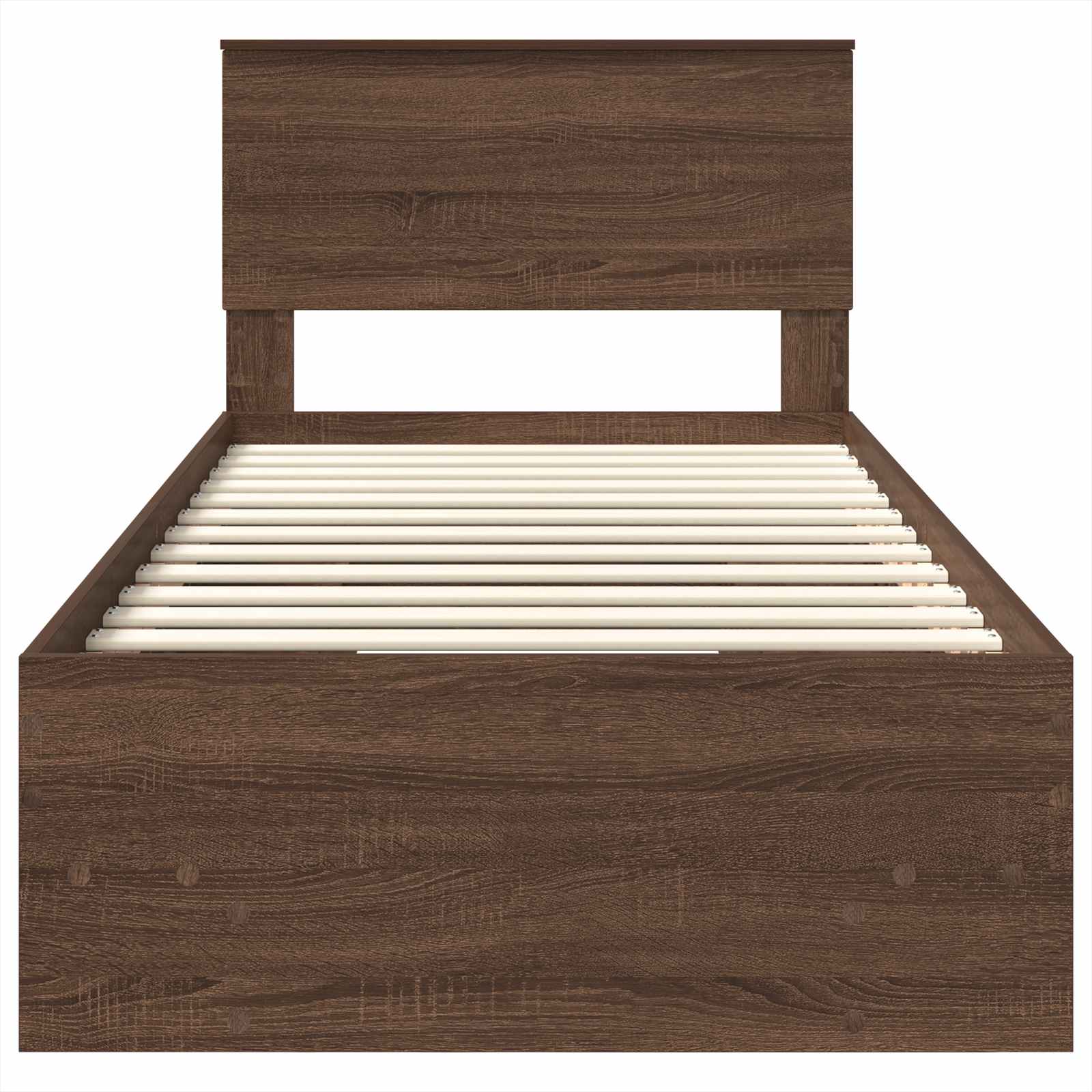 Sengestamme med hodegjerde Brun Eik 80 x 200 cm Konstruert tre