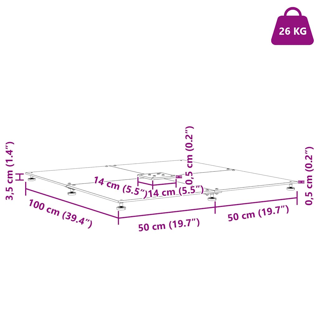 Parasollfot Svart 100 x 100 x 4 cm Stål