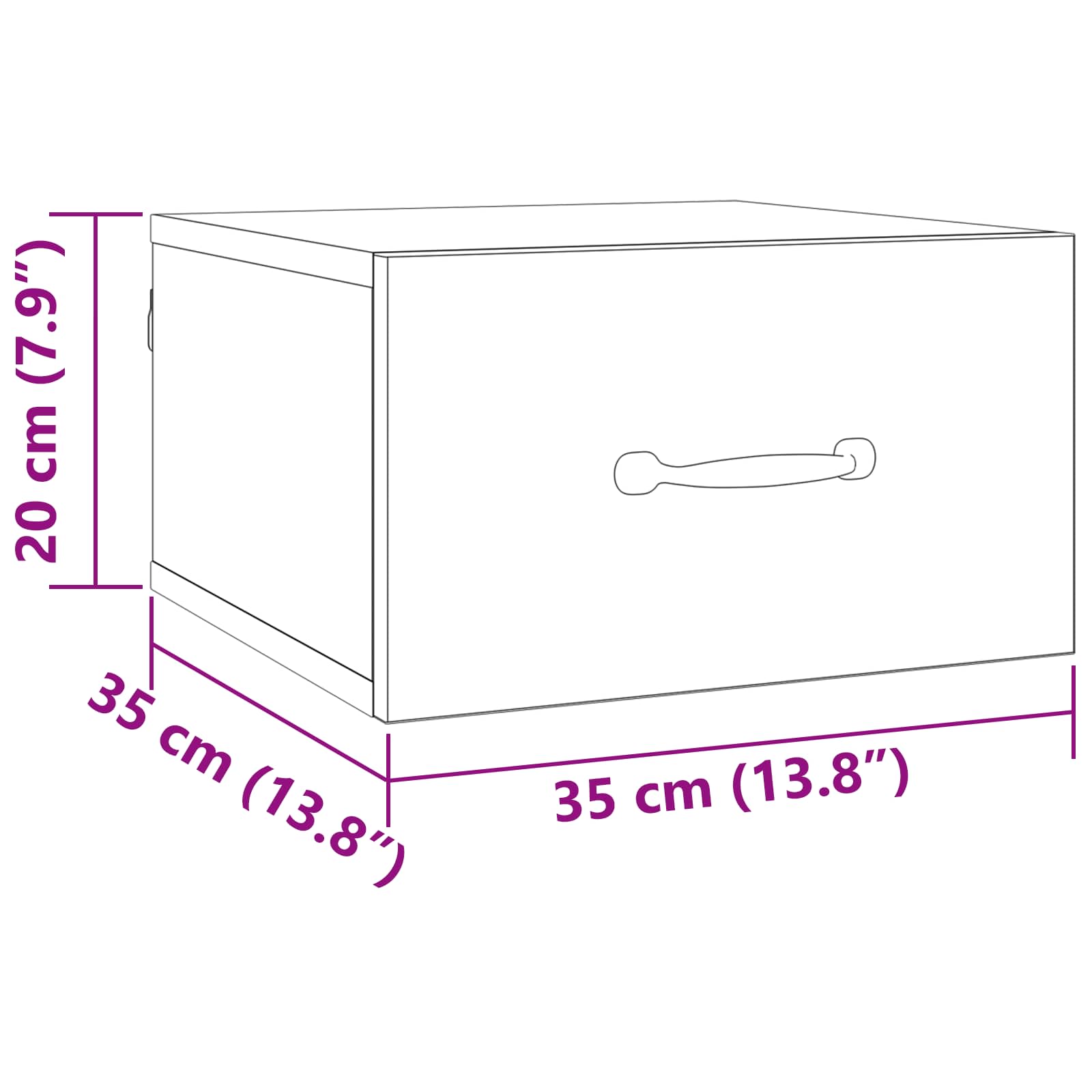 Nattbordskap Kunstnerisk Eik 35 x 35 x 20 cm Konstruert tre