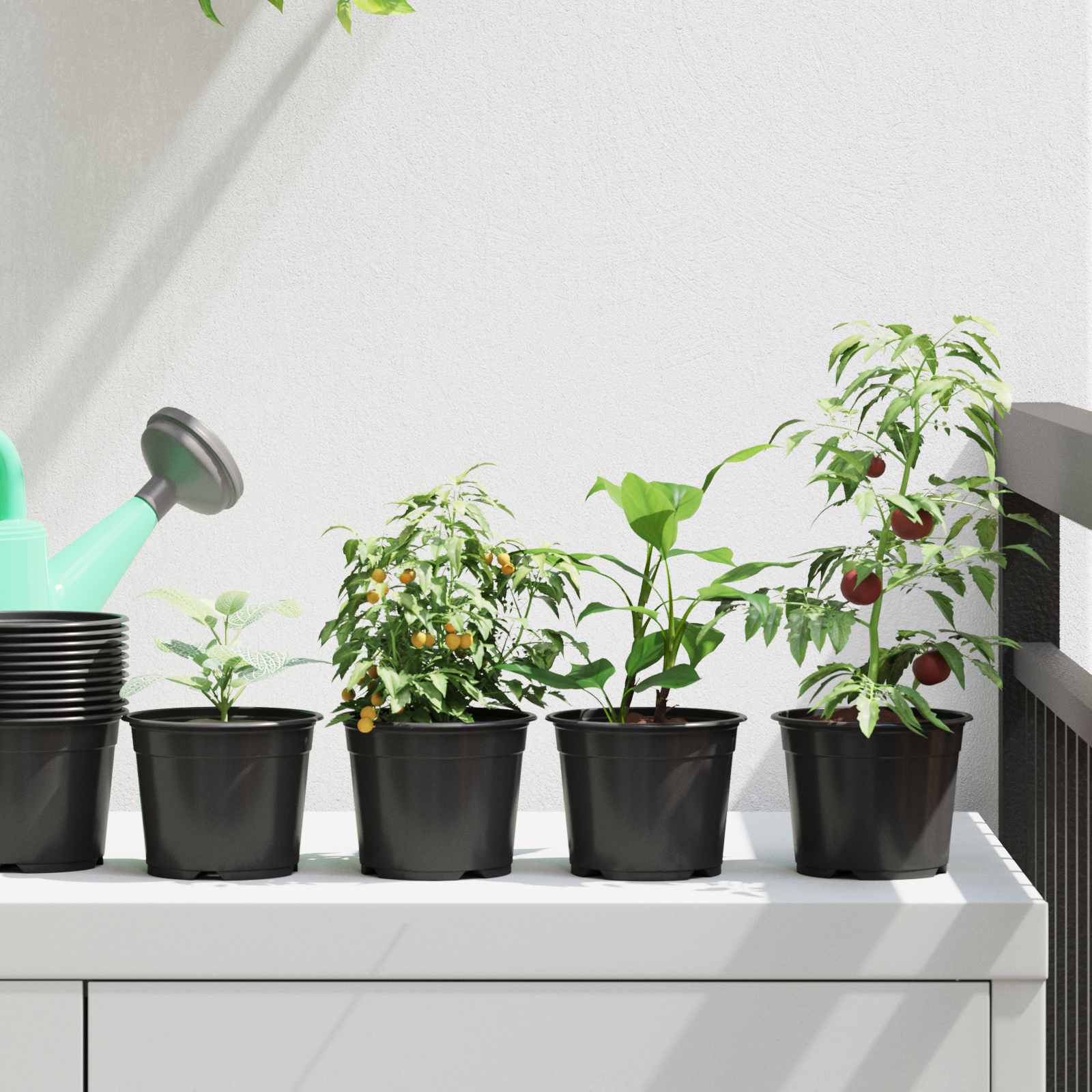 Blomsterpotte 200 pcs Svart Ø 15 x 12.5 cm Plast