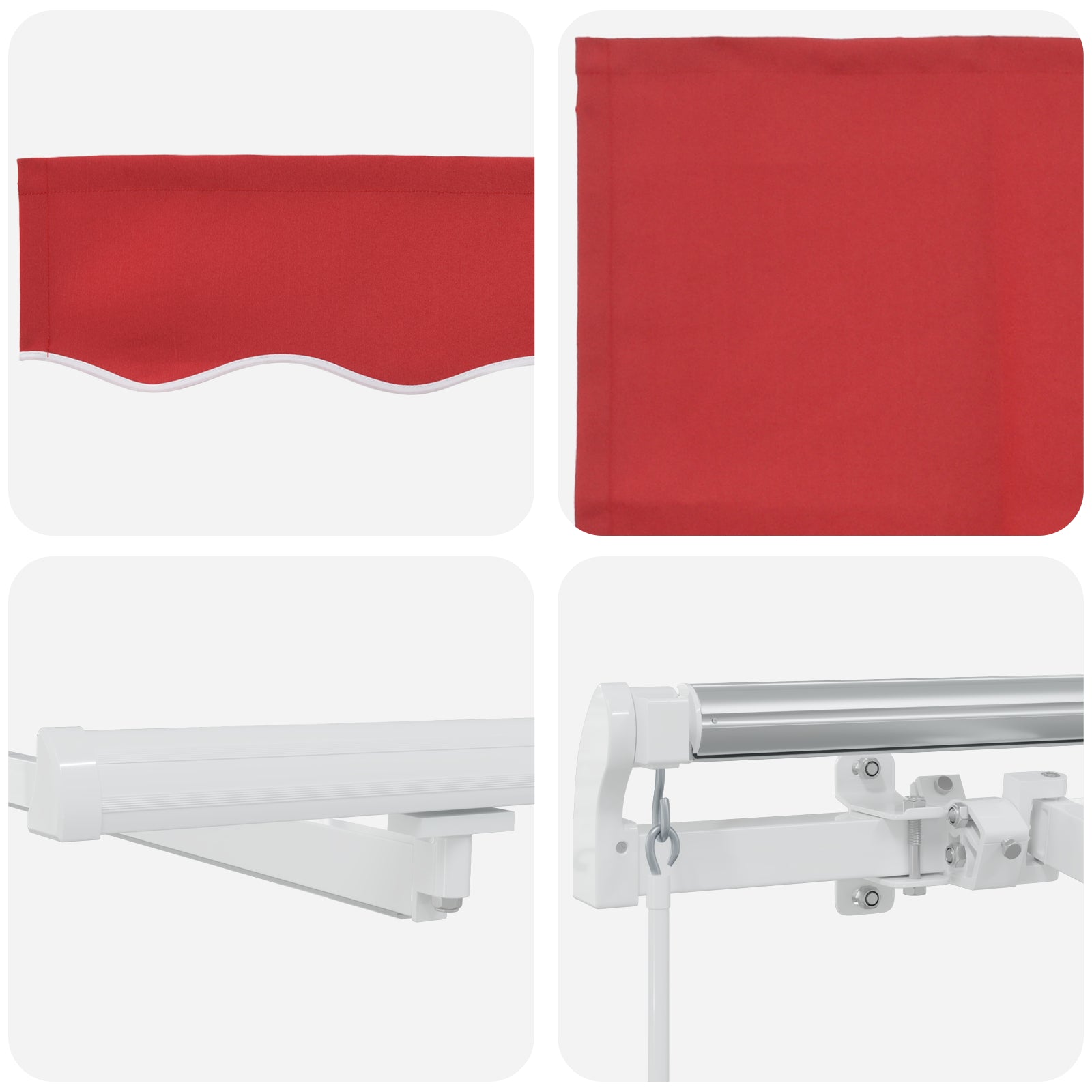 Manuell Uttrekkbar Markise med LED Rød 400x350 cm, vidaXL Markise Erstatningsstoff for 4x3,5 m Ramme Rød
