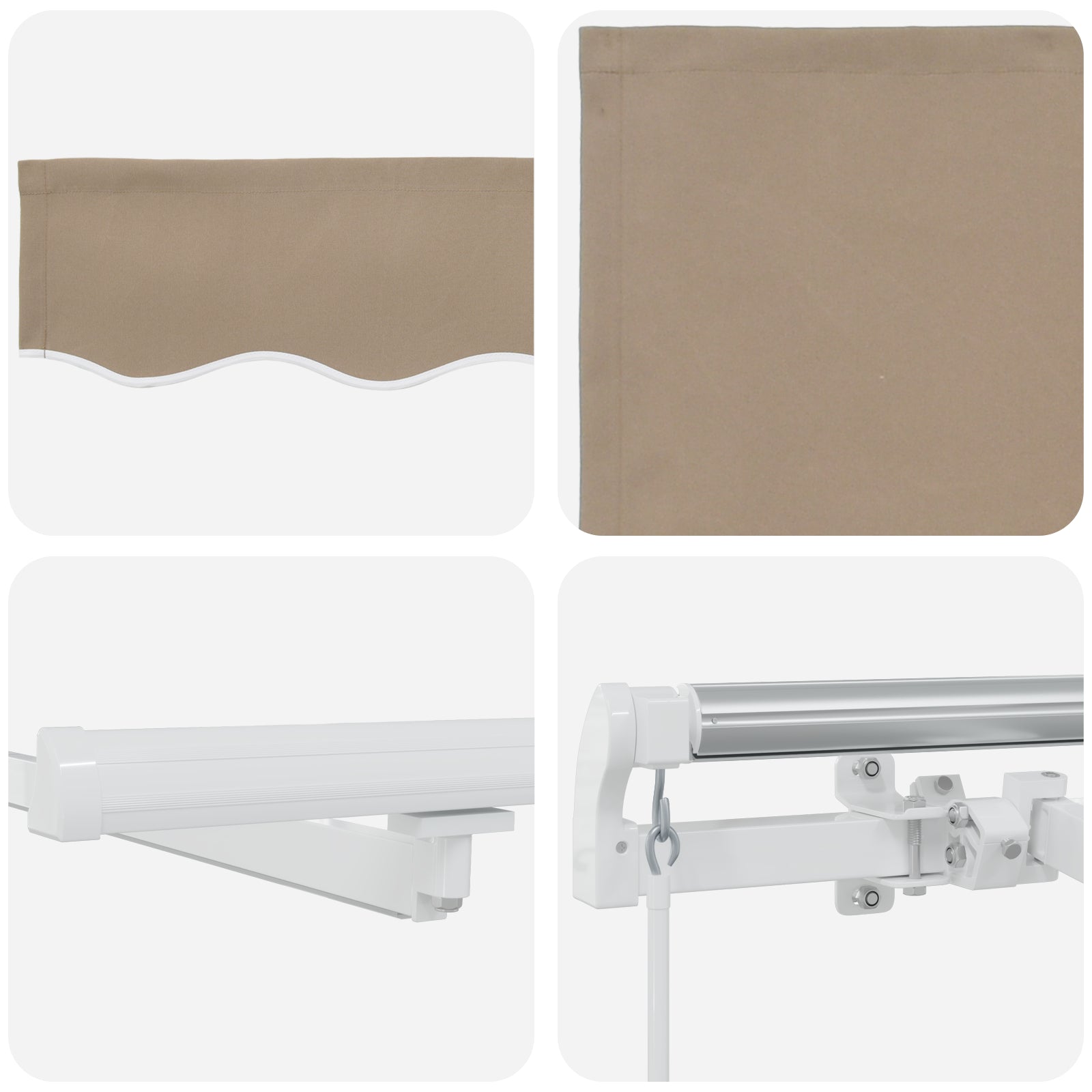 Manuell Uttrekkbar Markise med LED Beige 300x250 cm, vidaXL Markise Erstatningsstoff for 3x2.5 m Ramme Beige