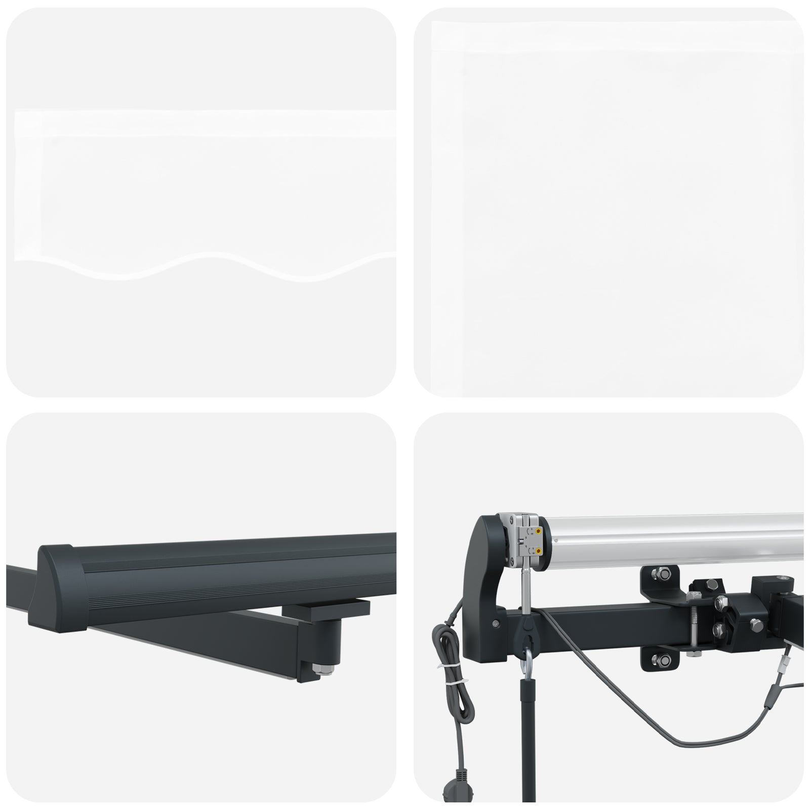 Automatisk Uttrekkbar Markise med LED Hvit 400x300 cm, vidaXL Markise Erstatningstoff for 4x3 m Ramme Hvit